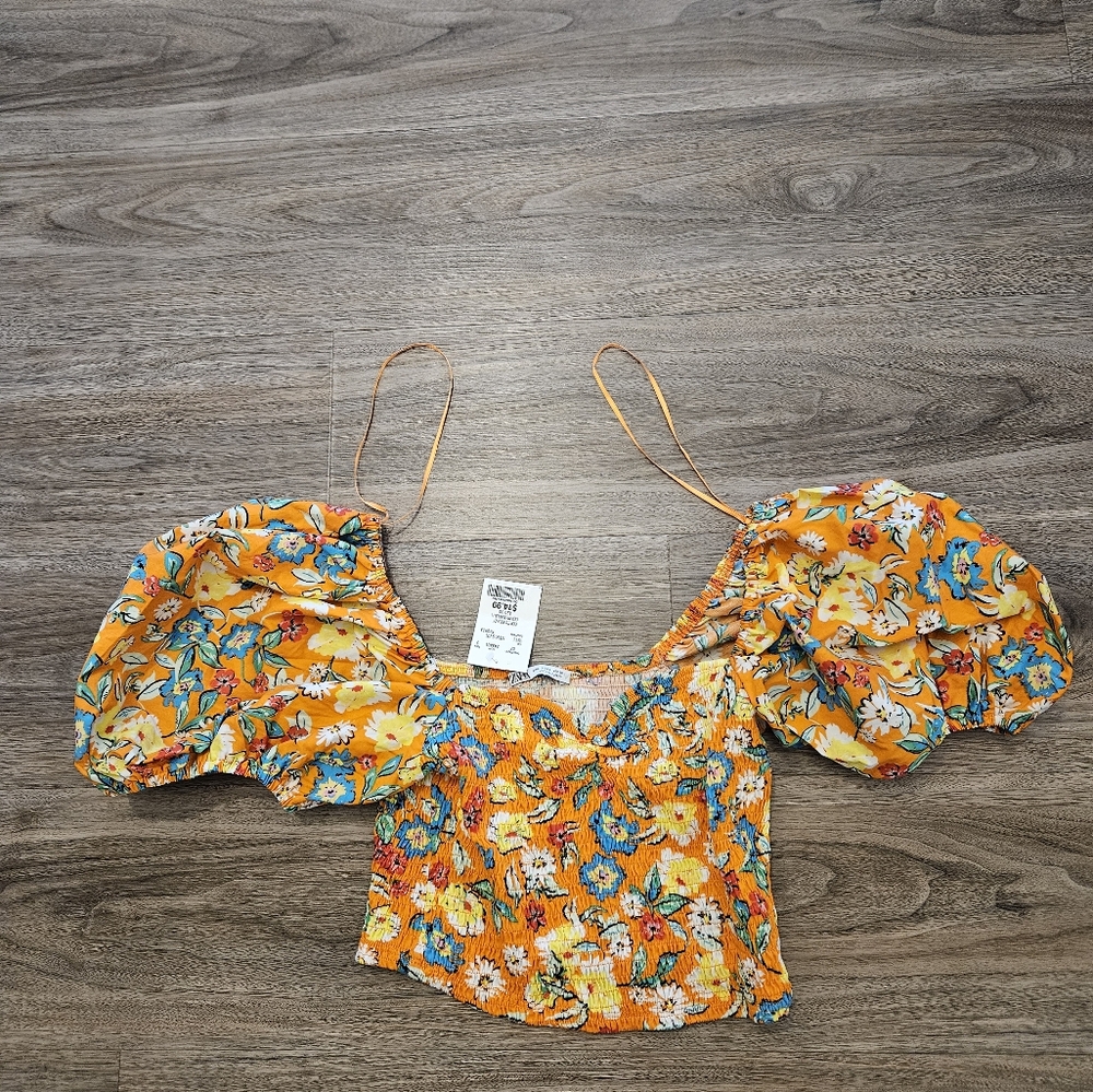 Zara Floral Puff Sleeve Top